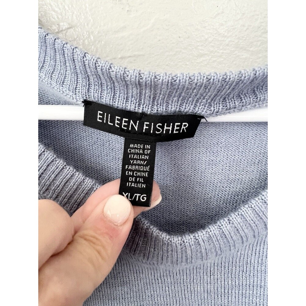 $208 Eileen Fisher DAWN MERINO Wool Boxy Sweater Tunic Shirt TOP Size XL Blue - Picture 3 of 7